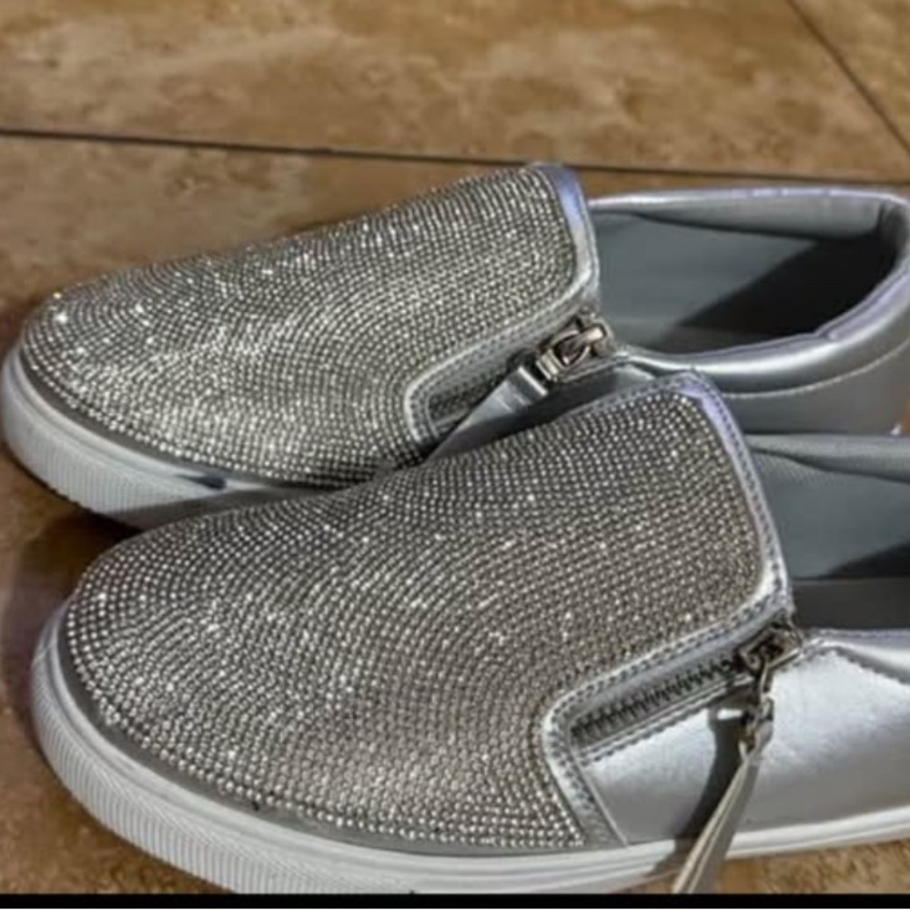 Sparkling Silver Women’s Slip-On Shoes